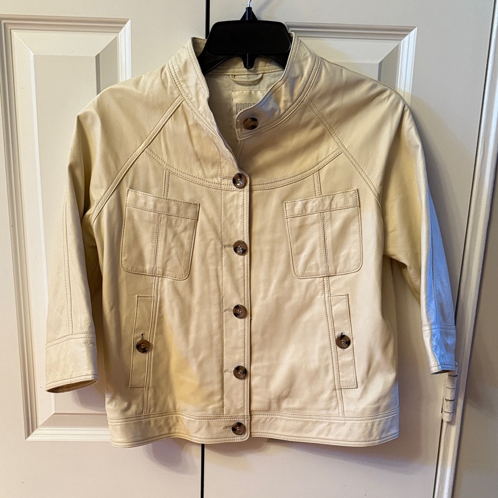 Priorities Cream Lamb Leather Jacket - perfect for Spring